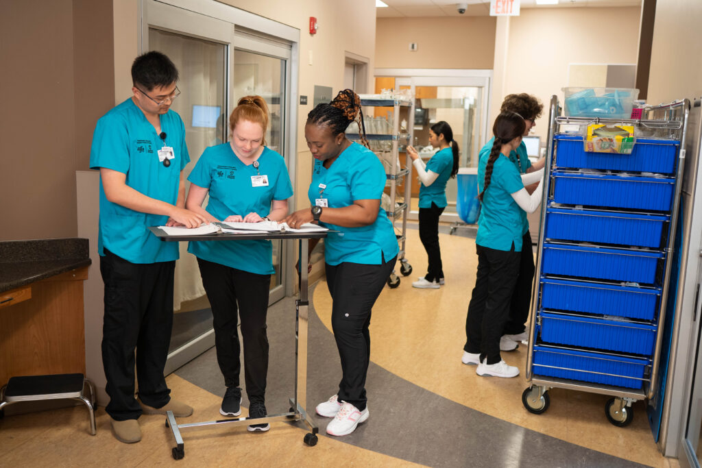 Nurses, Papers, Hallway